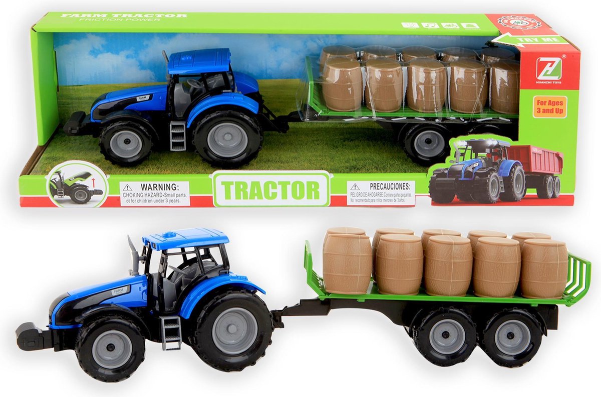 Jono Tractor blauw met aanhanger 45 cm 8128