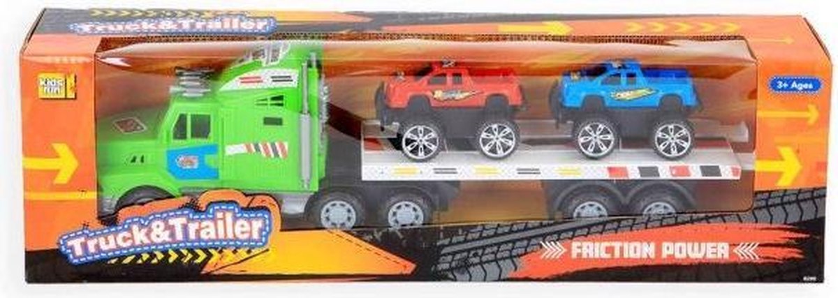 Jonotoys Autotransporter Jongens 42 Cm Groen 3-delig