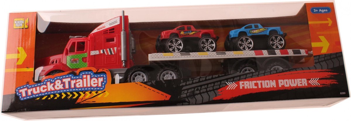 Jonotoys Autotransporter Jongens 42 Cm Rood 3-delig