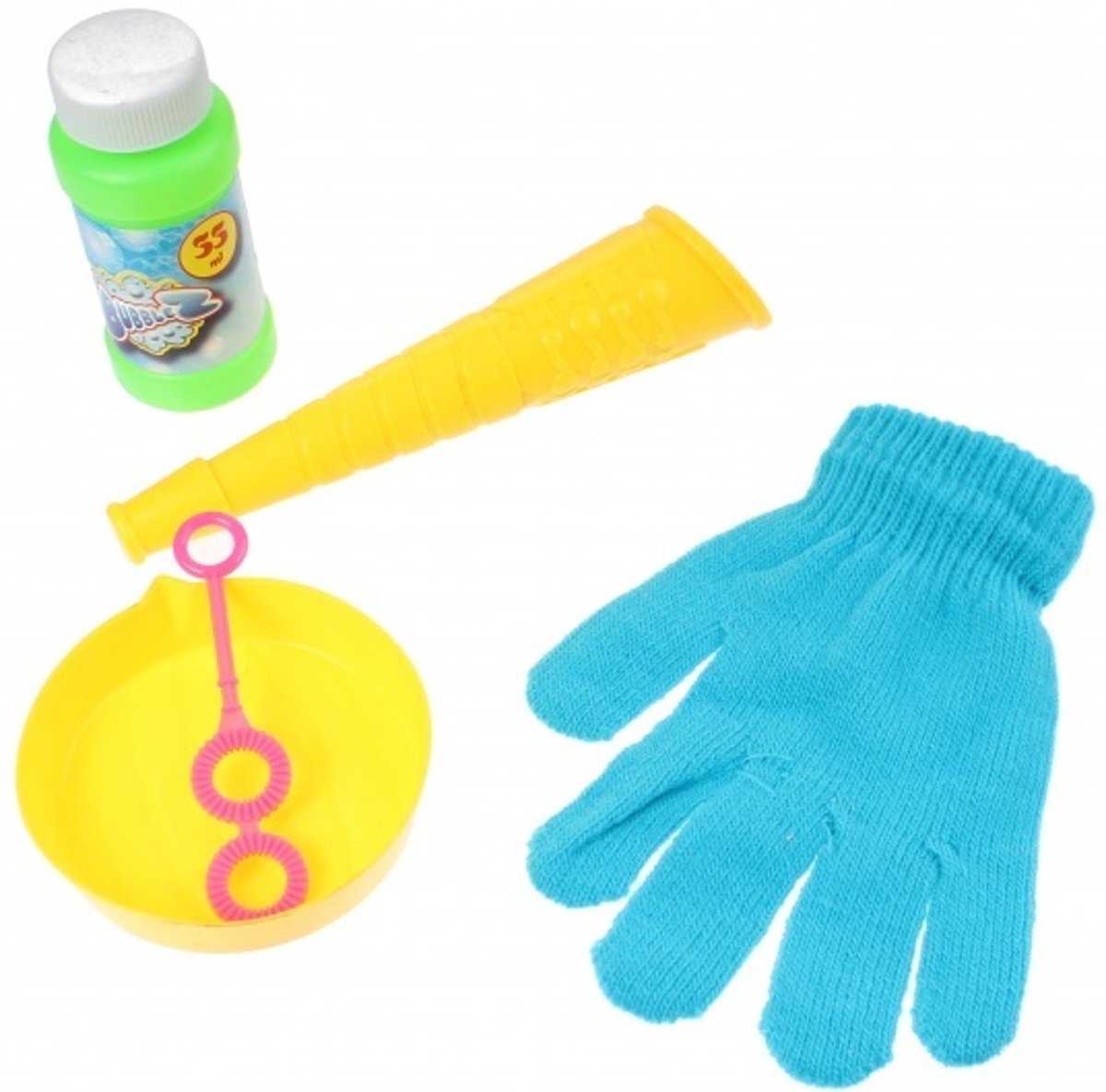 Jonotoys Bellenblaas Met Handschoen 5-delig Geel/blauw