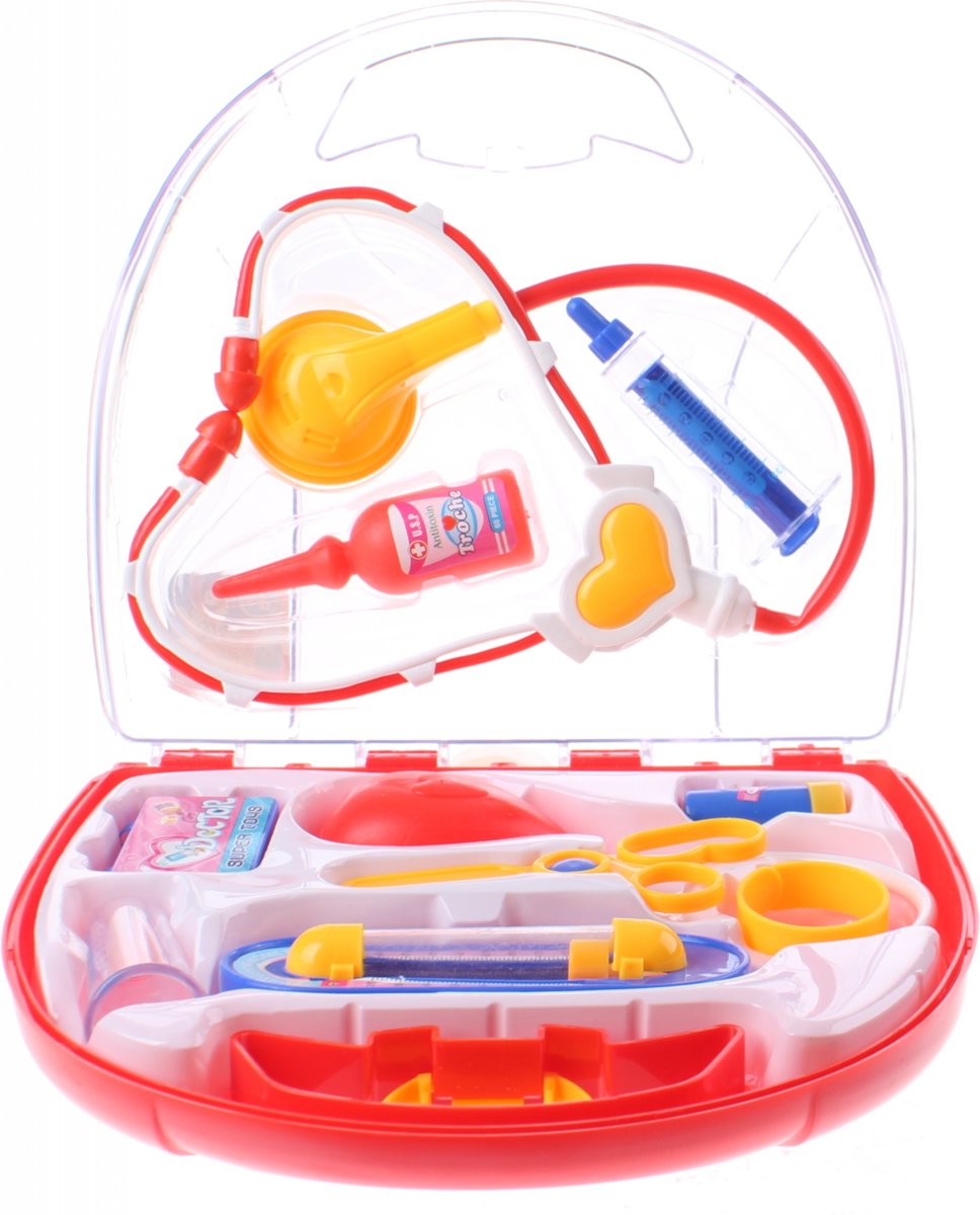 Jonotoys Dokterskoffer Toys Doctor 22 Cm Rood 9-delig