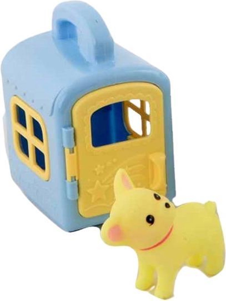 Jonotoys Hond Met Hokje Junior 27,5 Cm Geel/blauw 2-delig