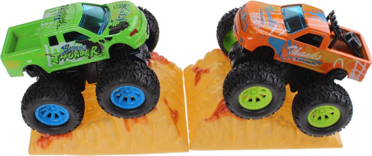 Jonotoys Monstertruck Speelset 4-delig 9 Cm Oranje/groen