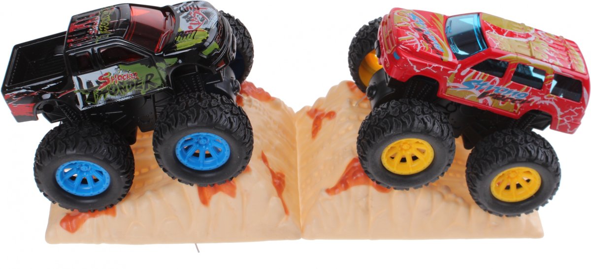 Jonotoys Monstertruck Speelset 4-delig 9 Cm Zwart/rood