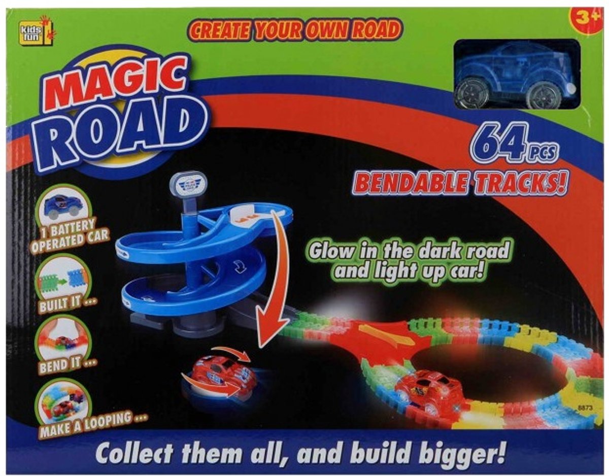 Jonotoys Racebaan Magic Road 64-delig Blauw