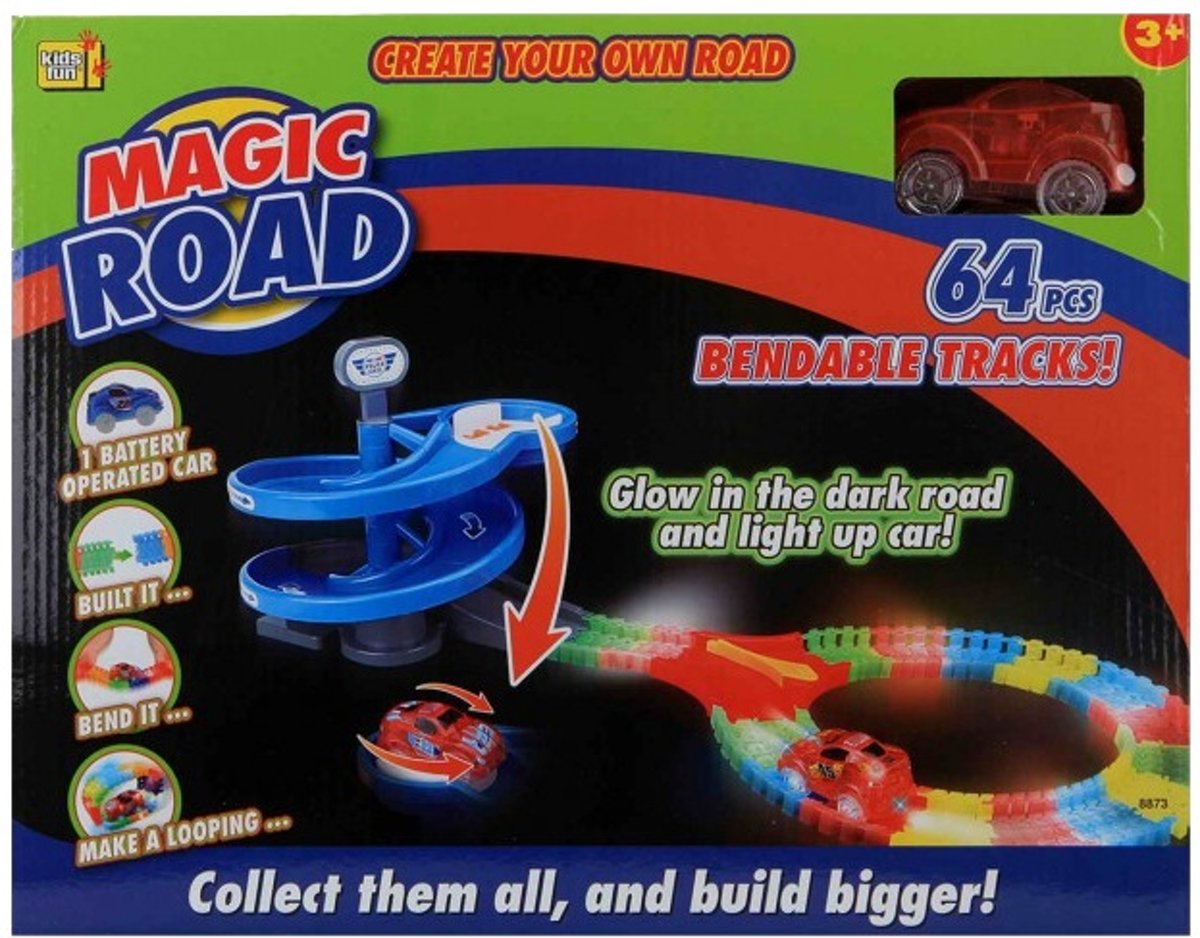 Jonotoys Racebaan Magic Road 64-delig Rood