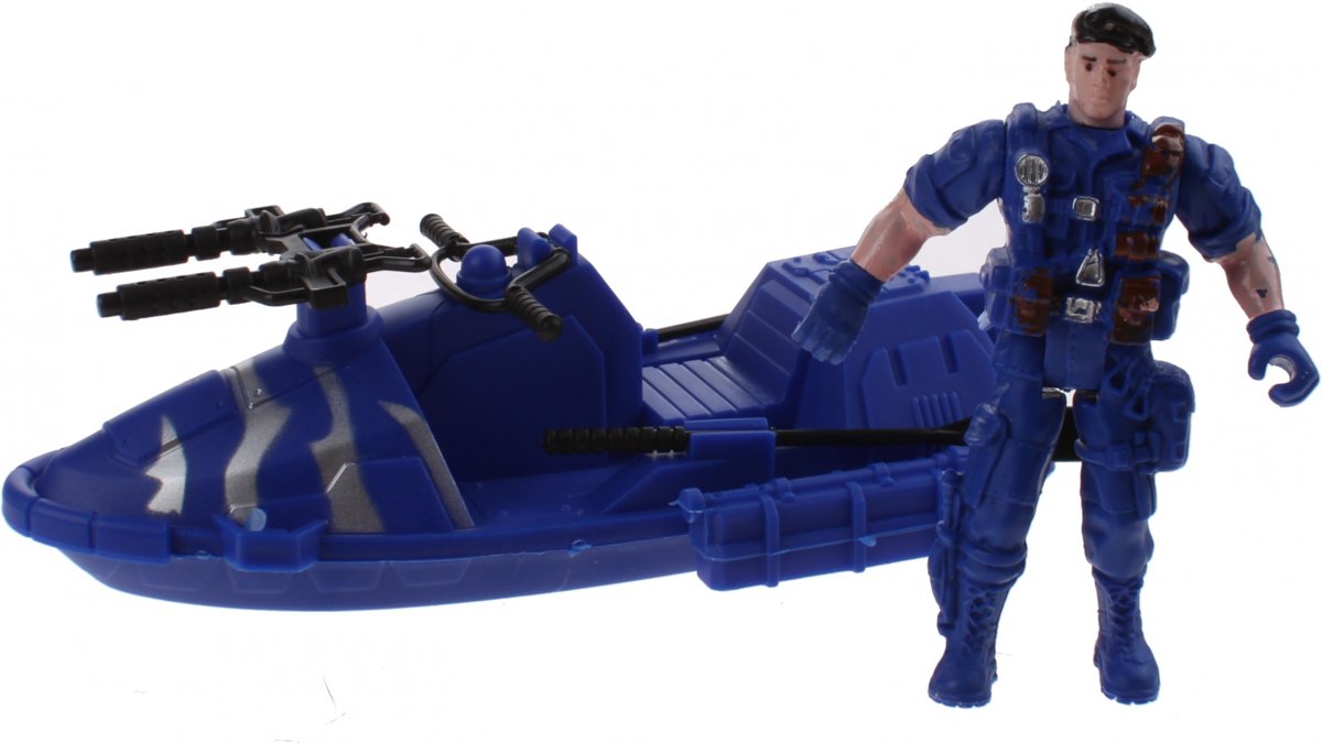 Jonotoys Rescue Team Soldaat Met Waterscooter 9 Cm Blauw