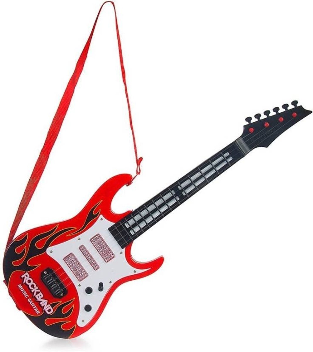 Jonotoys Rockband Gitaar Met Licht En Geluid 52 Cm Rood/zwart