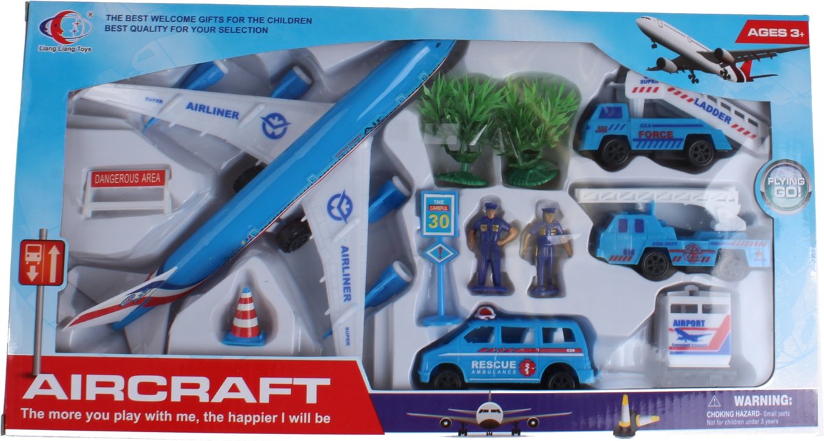 Jonotoys Speelset Luchthaven 12-delig Blauw