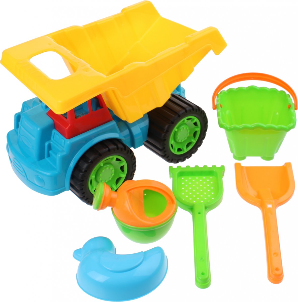 Jonotoys Strandset Kiepwagen/vogel 30 Cm Blauw 6-delig