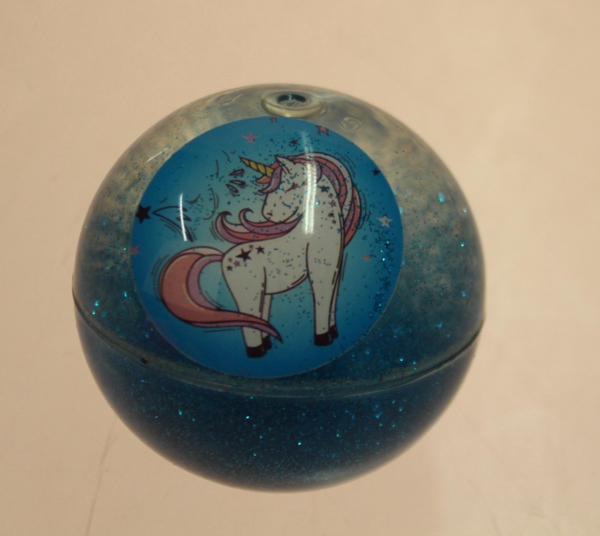 Jonotoys Stuiterbal Eenhoorn Met Water En Glitters Blauw