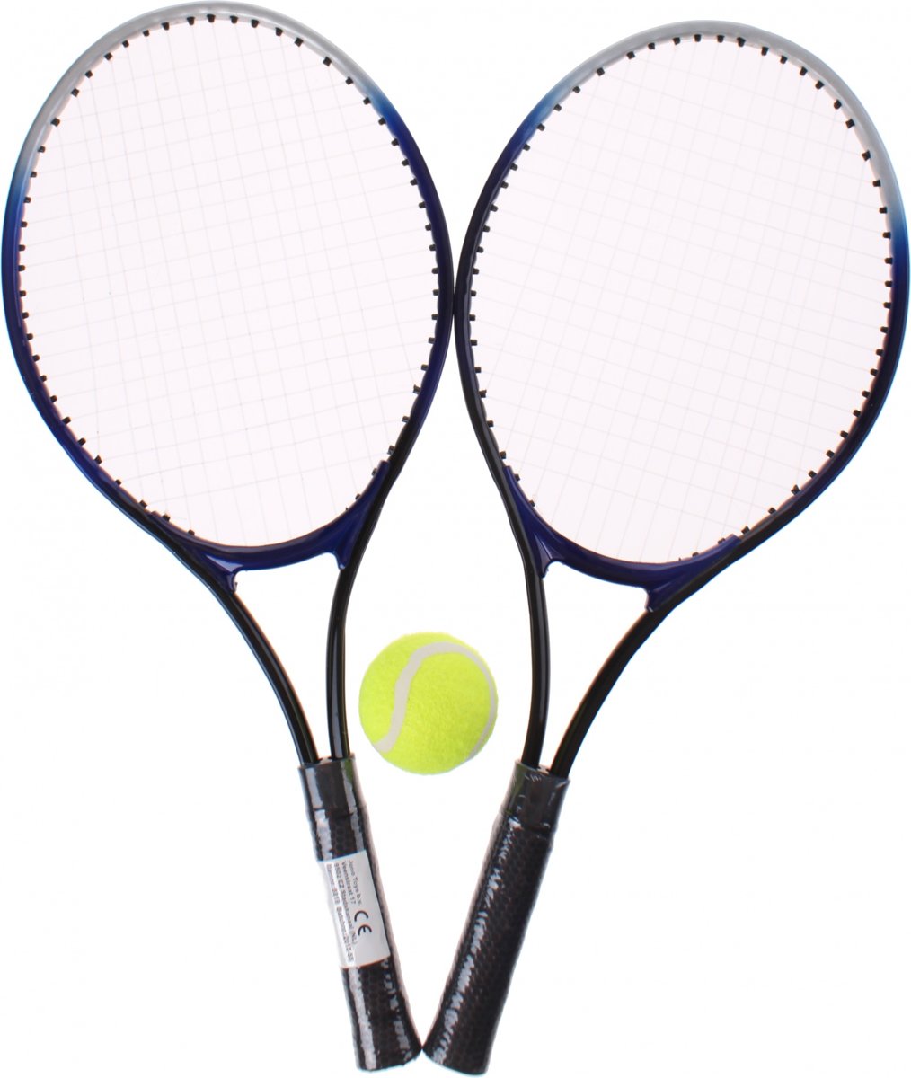 Jonotoys Tennisset Zwart/blauw 3-delig