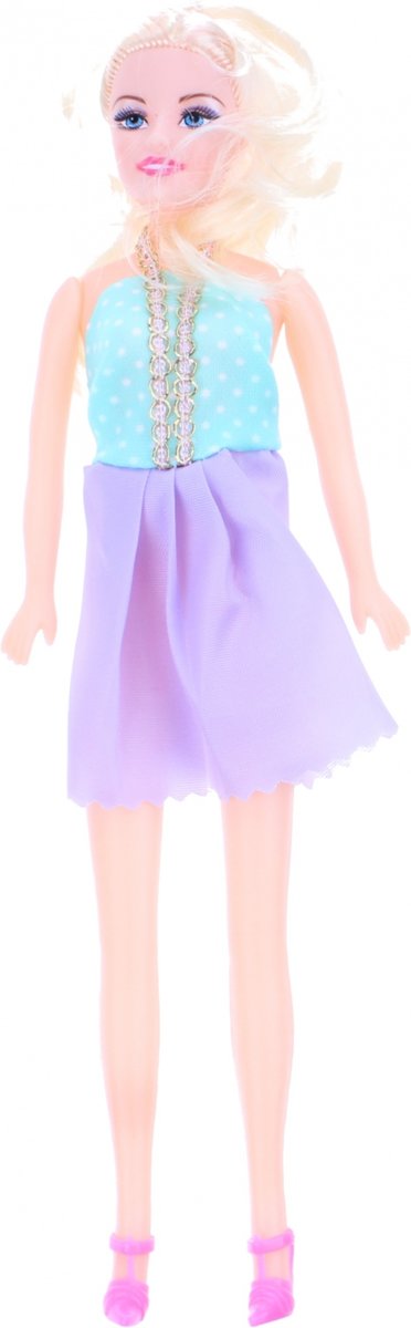 Jonotoys Tienerpop 28 Cm Top Blauw / Rok Lila