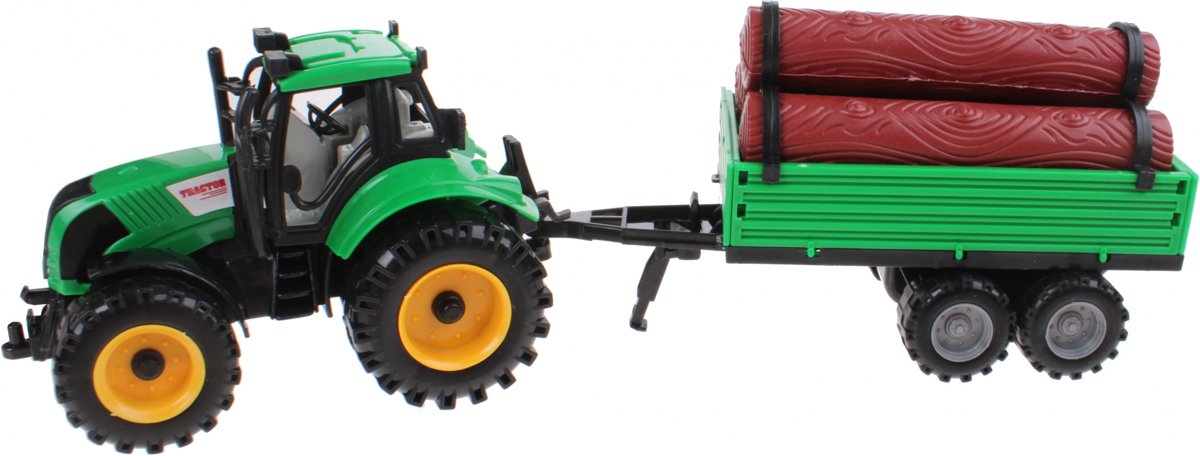 Jonotoys Tractor Met Boomstamaanhanger Groen 29 Cm