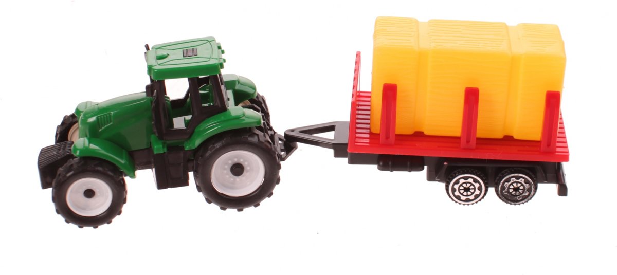 Jonotoys Tractor Met Hooibaal Jongens 17 Cm Groen/rood