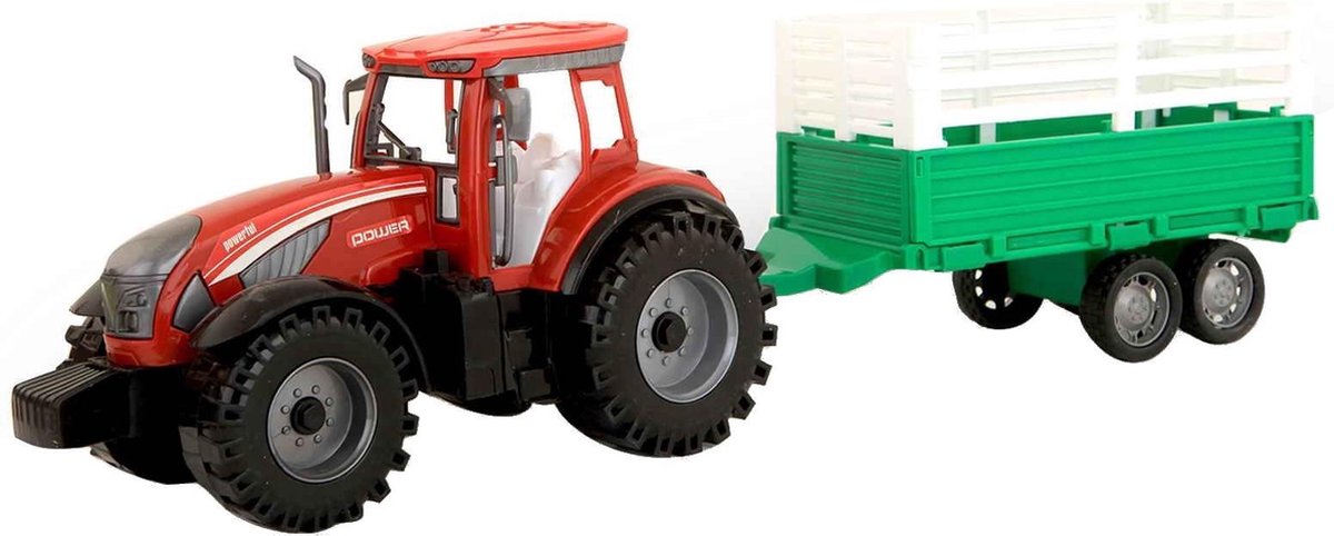 Jonotoys Tractor Met Hooiwagen Frictie 42 Cm