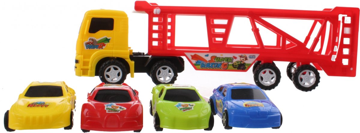 Jonotoys Vrachtauto Met Oplegger 27 Cm Rood