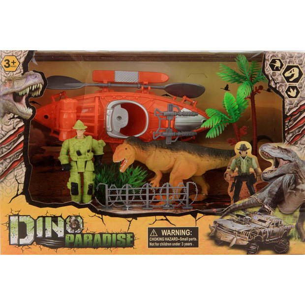 Jonotoys speelset Dino Paradise junior oranje/groen 68-delig