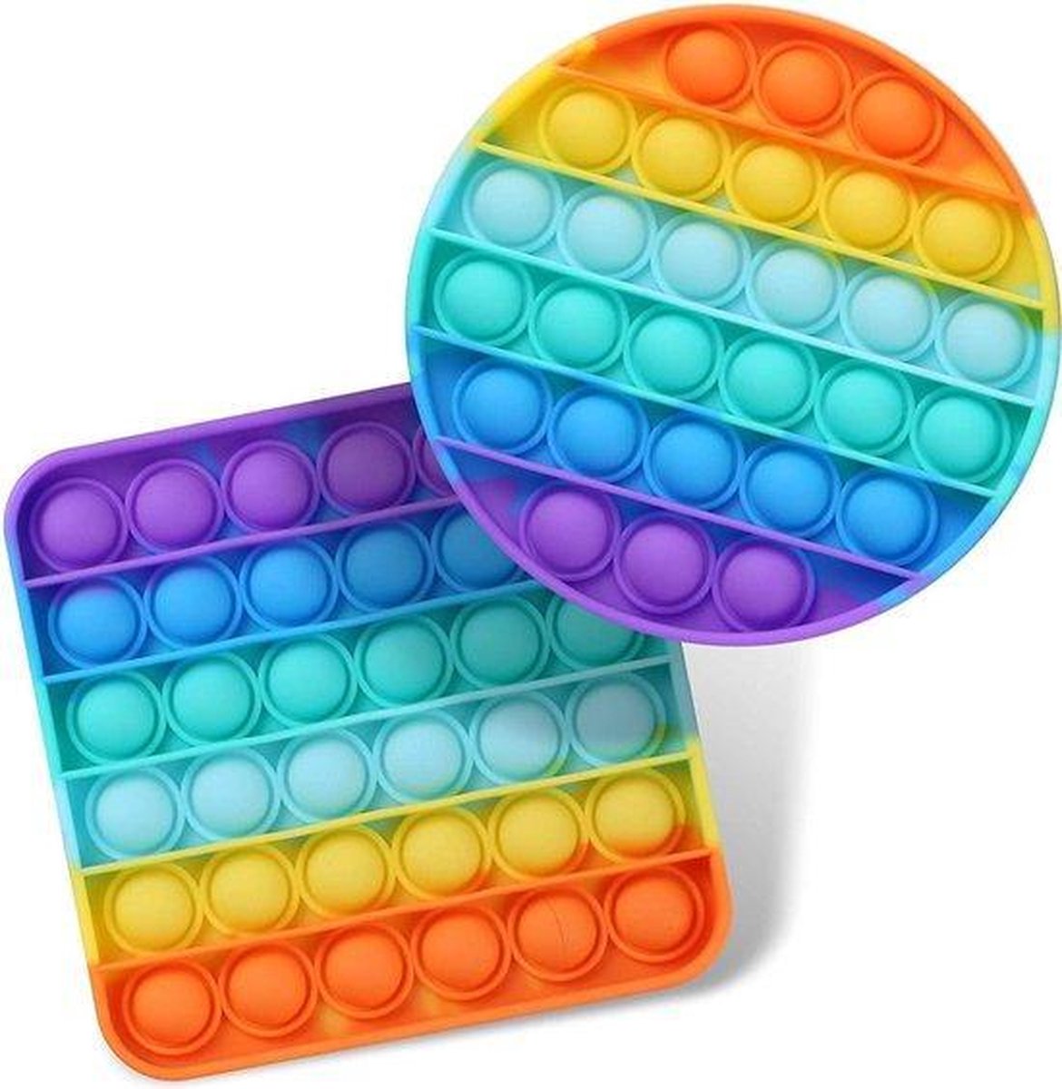 Pop It Fidget Unieke Set: Regenboog Rond & Vierkant