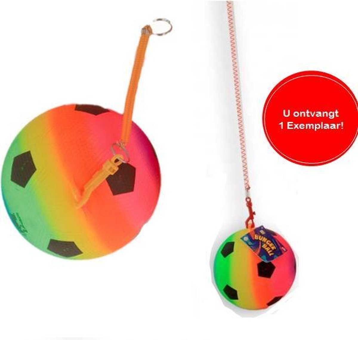 Regenboogvoetbal met koord - Leuk om te trainen - 23 cm