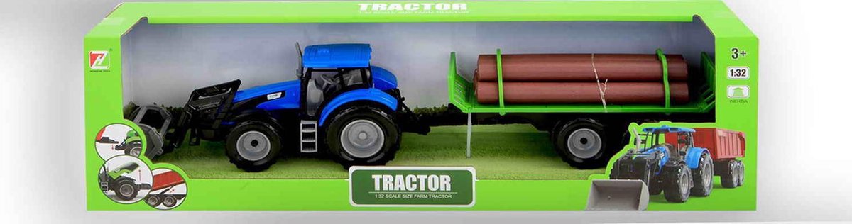 Tractor met aanhanger boomstammen 50 cm 8240