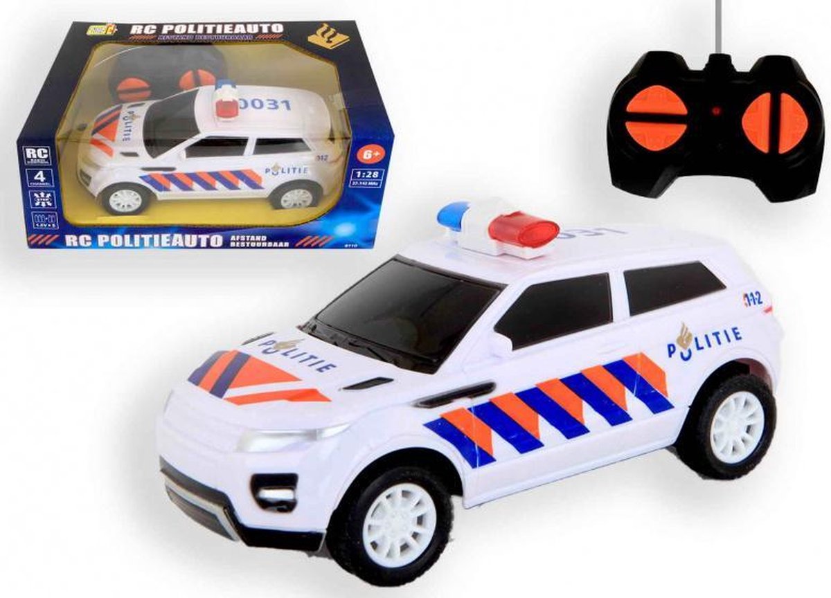 politieauto RC bestuurbaar 20 x 13 cm wit