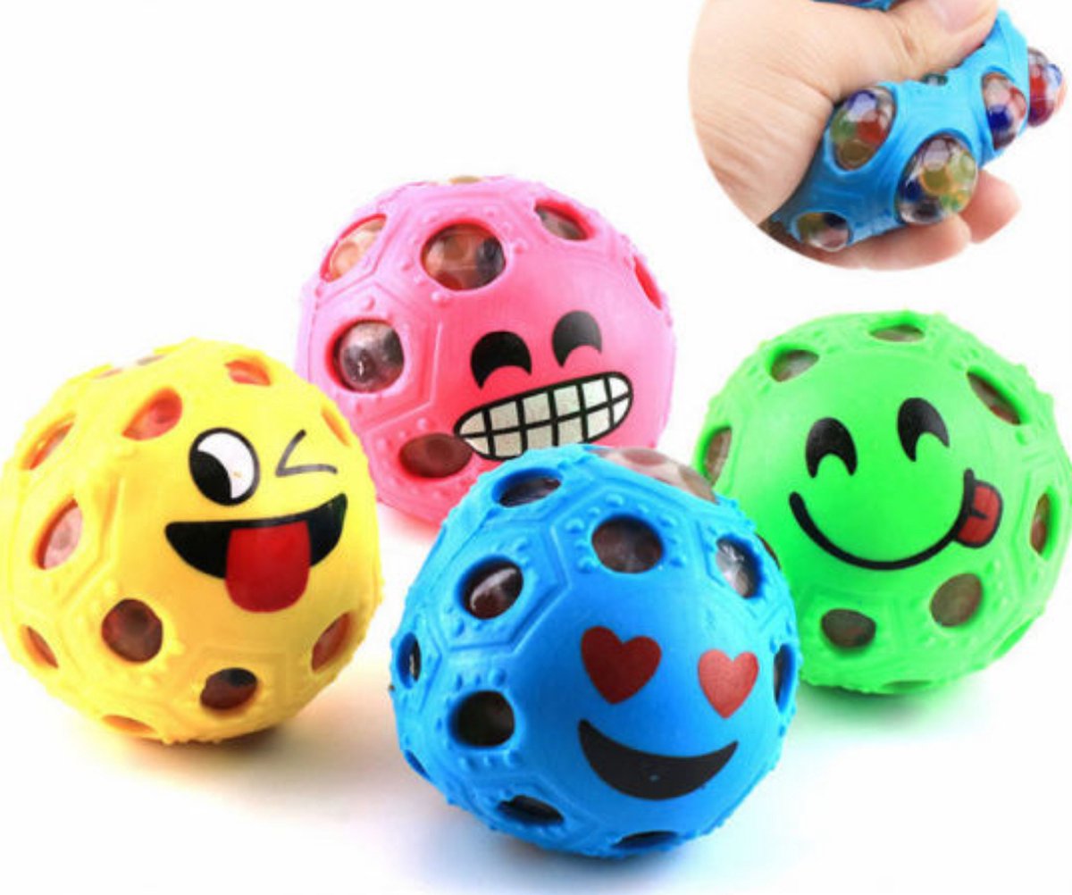 squishy bal - smiley - stressbal - 2 stuks