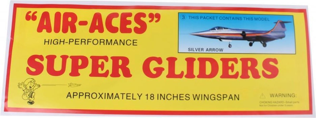 vliegtuig foam air-aces super silverarrow 45 cm zilver