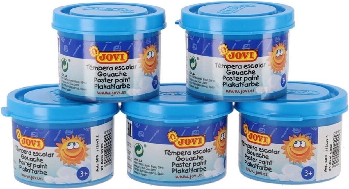   Plakkaatverf Junior 175 Ml Cyaan 5 Stuks