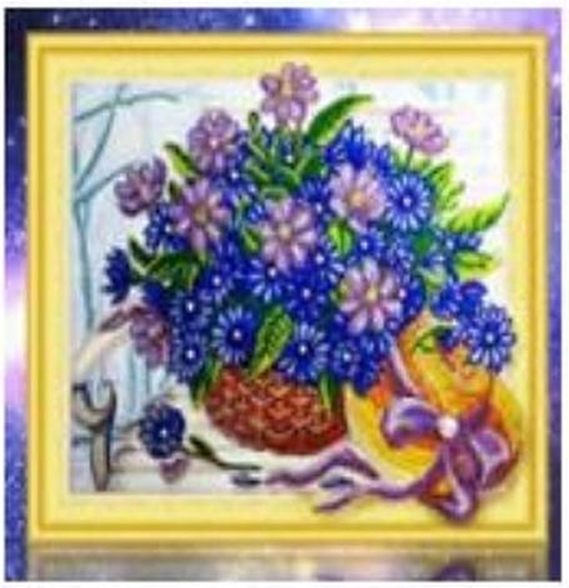 Joyage Diamond Painting Volwassenen 5D - 40 x 50 cm – Blauwe Bloemen - Ronde Steentjes - Diamond Painting Kinderen - Diamond Painting Pakket volledig - Hobby en creatief volwassenen – Hobby materiaal - Hobby Materialen