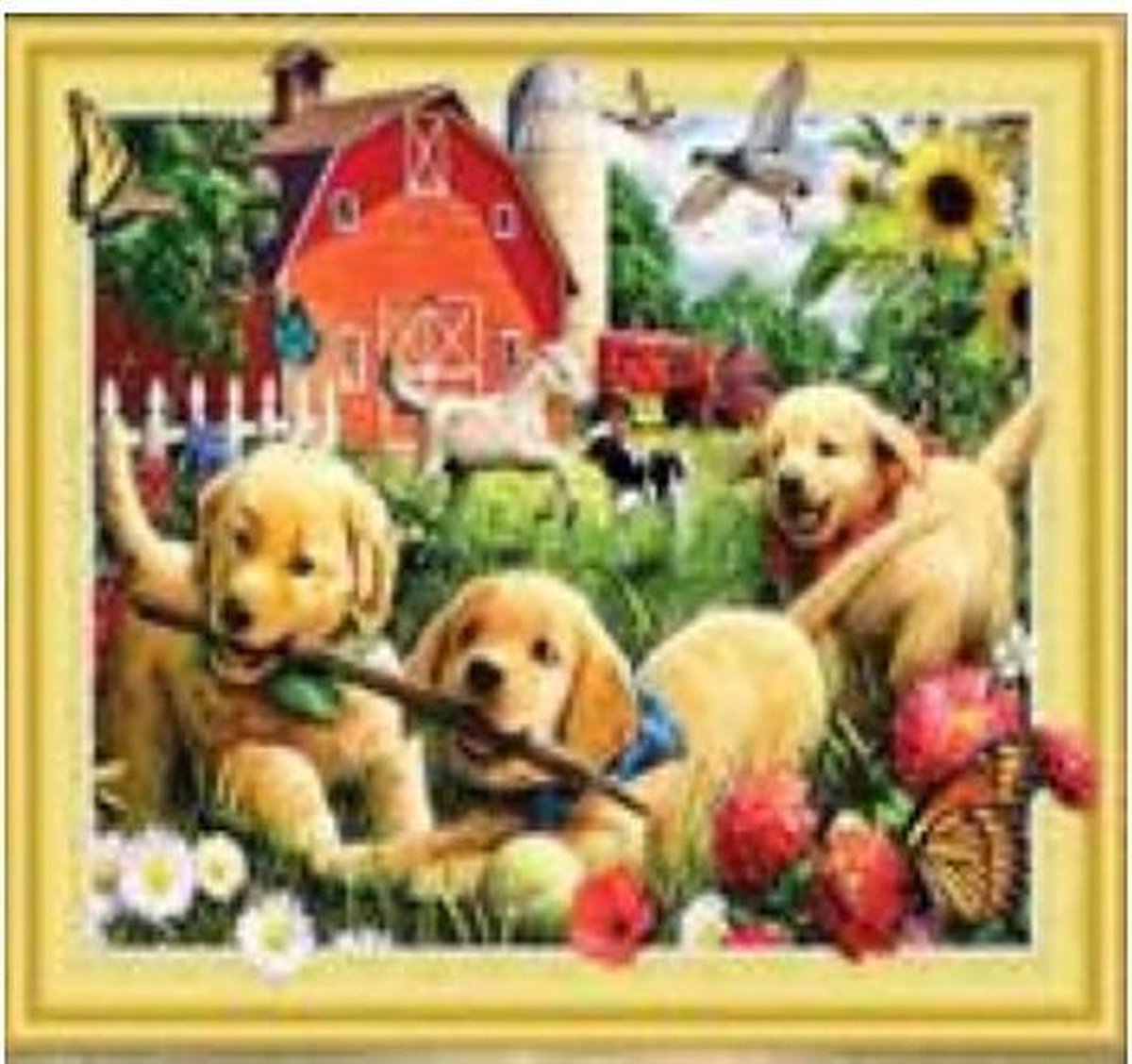 Joyage Diamond Painting Volwassenen 5D - 40 x 50 cm – Drie Honden - Ronde Steentjes - Diamond Painting Kinderen - Diamond Painting Pakket volledig - Hobby en creatief volwassenen – Hobby materiaal - Hobby Materialen