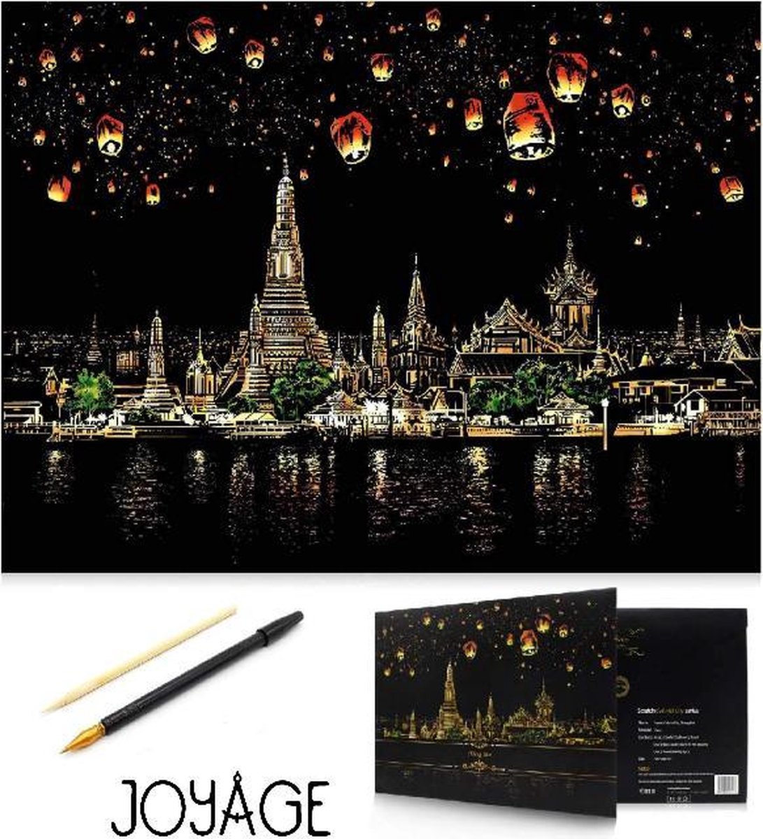 Scratch Art Volwassenen - 41 x 28 cm - ChiangMai - Scratch Magic - Kras tekeningen volwassenen pakket - Scratch painting - Kraskaarten - Krasfolie voor volwassenen - Krastekening - Hobby en creatief volwassenen – Hobby materialen volwassenen