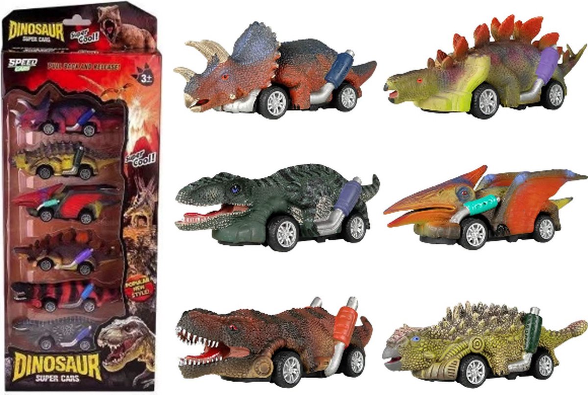 Joyage Dinosaurus speelgoed - 6 stuks - Pull back - Speelgoed jongens 2 3 4 5 6 7 jaar