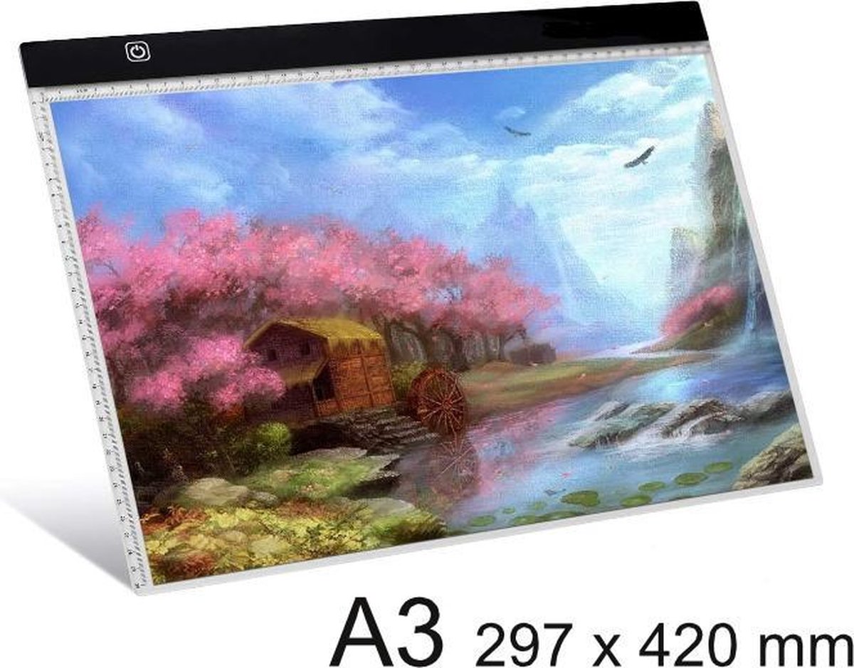 Lichtbak voor Diamond Painting en Tekenen A3 - Lightpad diamond painting – mét 3 verschillende lichtsterktes – Tekenbord met Licht - Lightpad A3 dimbaar – Lichtbak a3 voor tekenen – Lichtpad – Lichttafel tekenen