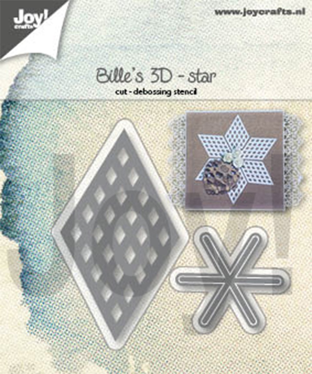 Joy!Crafts Snij- en debossingstencil - Billes 3D-Ster - 2 stuks