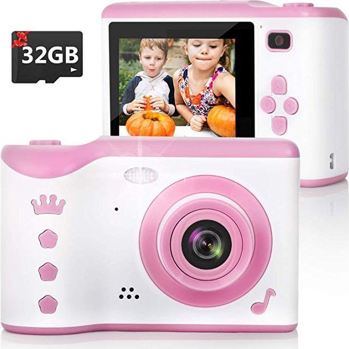 Jukxo Kindercamera met touchscreen Roze – Inclusief 32GB SD-kaart – Digitale Kindercamera -Kinderfototoestel - Kinder Camera