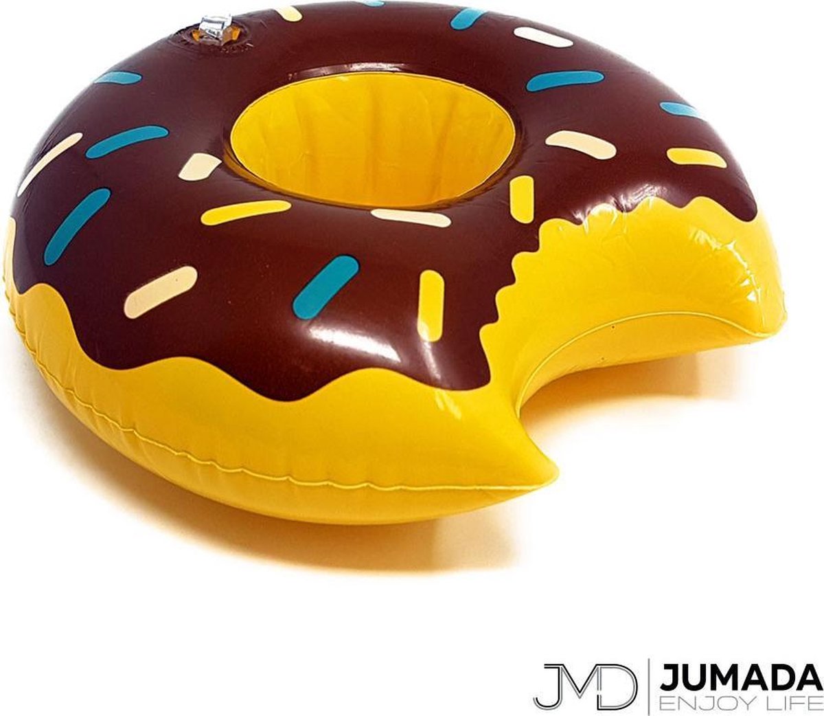 Jumadas Opblaasbare Bekerhouder Donut - Voor Bekers / Blikken / Flessen - Opblaas Drankhouder - Zwembadaccessoire - Opblaasfiguur - Donuts - Bruin