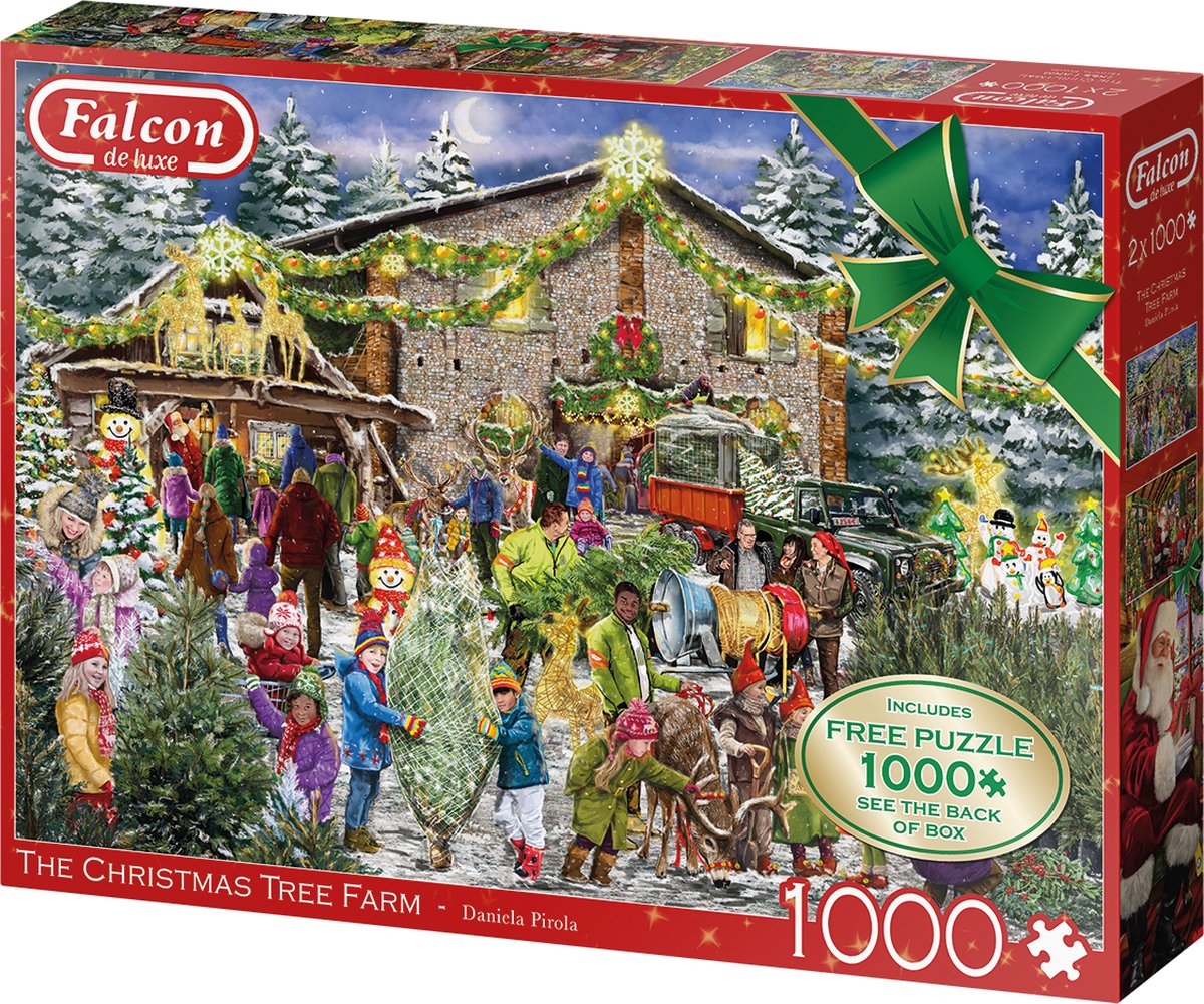 Falcon de luxe The Christmas Tree Farm 2x1000 stukjes - Legpuzzel voor volwassenen