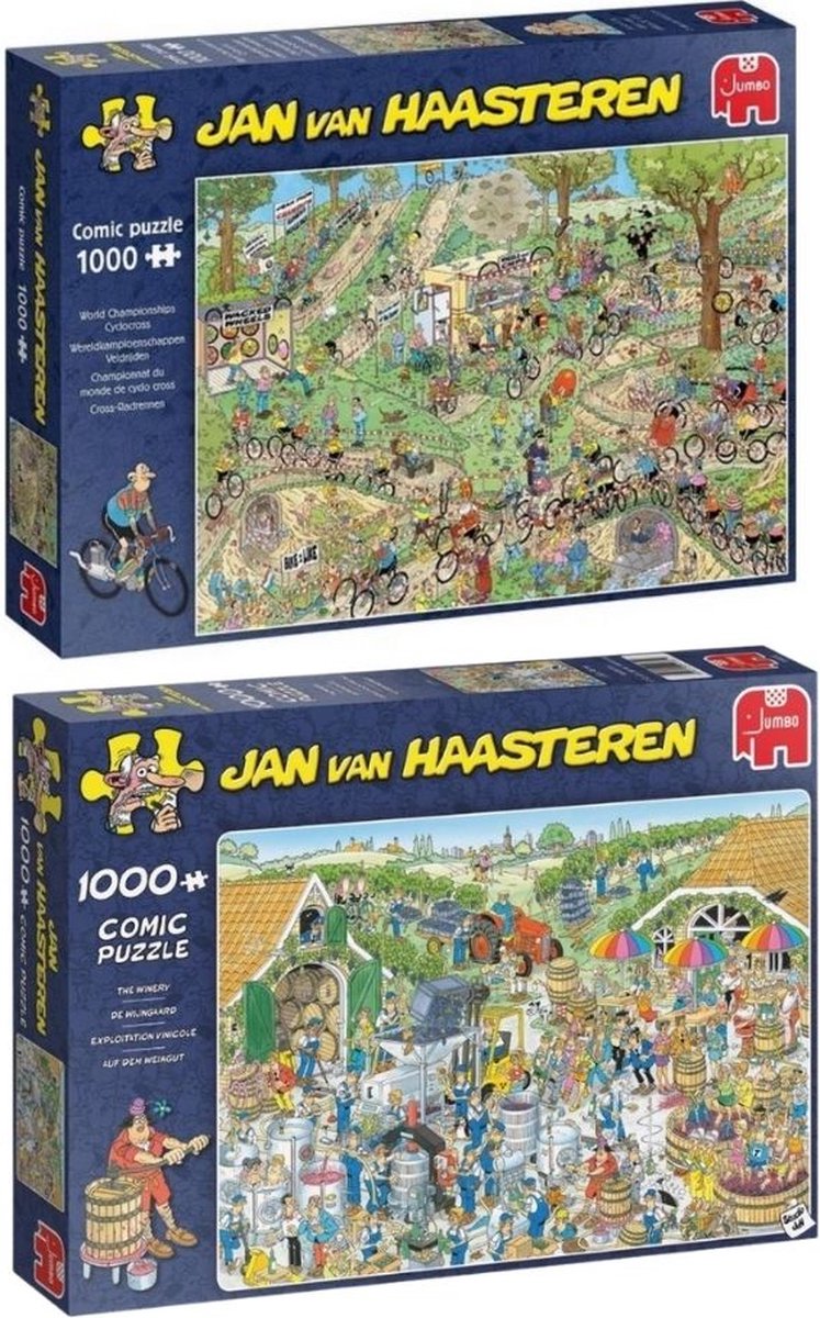 Jan van Haasteren - 2 stuks - Veldrijden 1000 stukjes & De Wijnmakerij 1000 stukjes