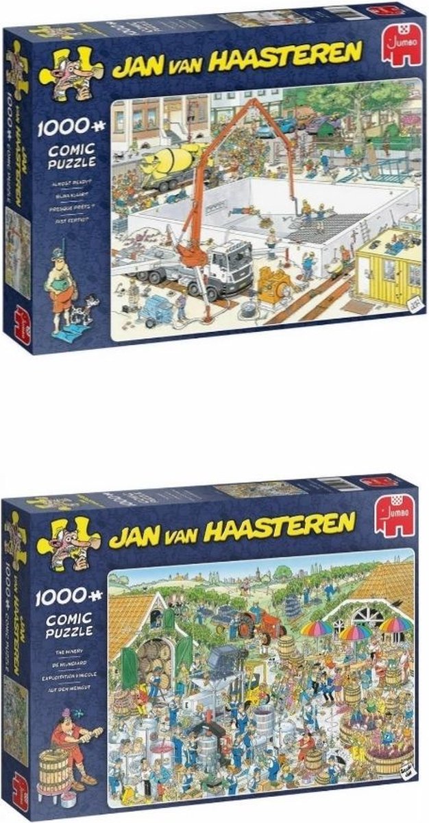 Jan van Haasteren - Puzzelset - Bijna Klaar 1000 stukjes & De Wijnmakerij 1000 stukjes