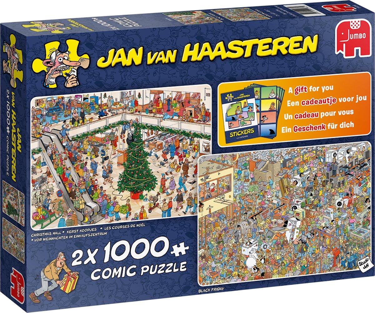 Jan van Haasteren Kerst Koopjes en Black Friday Legpuzzels 2in1 2 x 1000 Stukjes