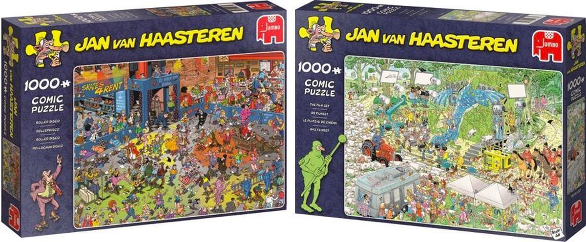 Jan van Haasteren Puzzelbundel Rollerdisco 1000 stukjes & De Filmset 1000 Stukjes