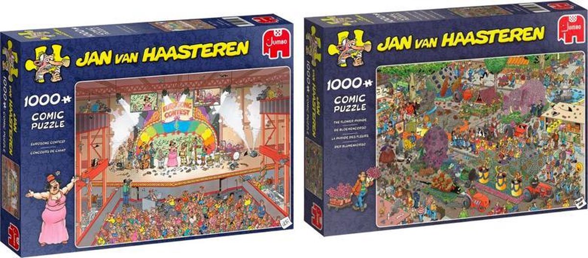 Jan van Haasteren Puzzelvoordeelset Eurovisie Songfestival Puzzel 1000 stukjes & De Bloemencorso Puzzel 1000 Stukjes