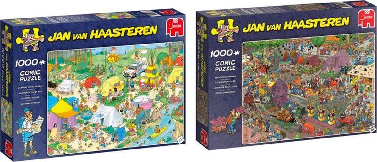 Jan van Haasteren Puzzelvoordeelset Kamperen in het Bos Puzzel 1000 Stukjes & De Bloemencorso Puzzel 1000 Stukjes