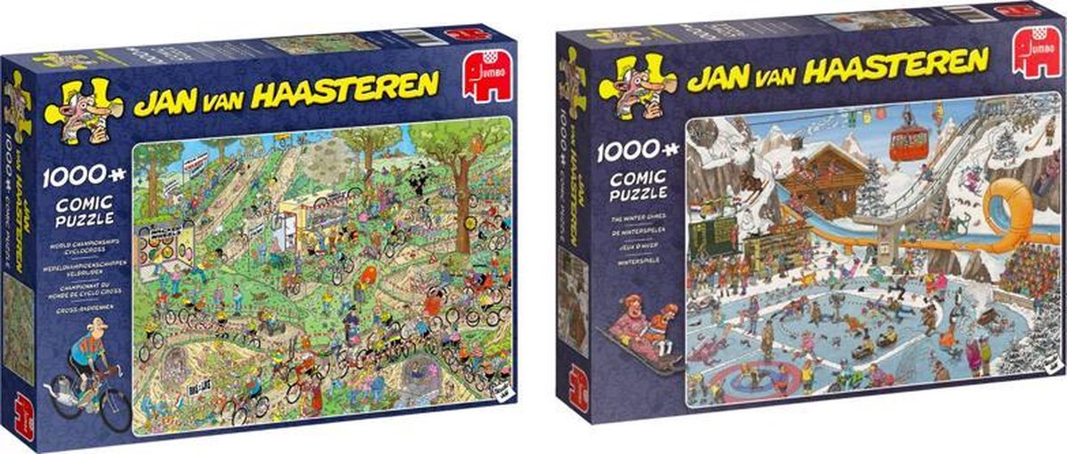 Jan van Haasteren Puzzelvoordeelset Wereldkampioenschappen Veldrijden Legpuzzel 1000 Stukjes & De Winterspelen Puzzel 1000 Stukjes