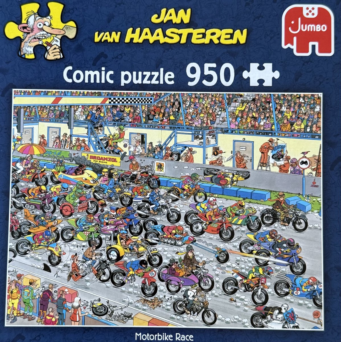 Jan van Haasteren comic puzzle Motorbike Race 950 stukjes jumbo puzzel motorrace wedstrijd motorracewedstrijd
