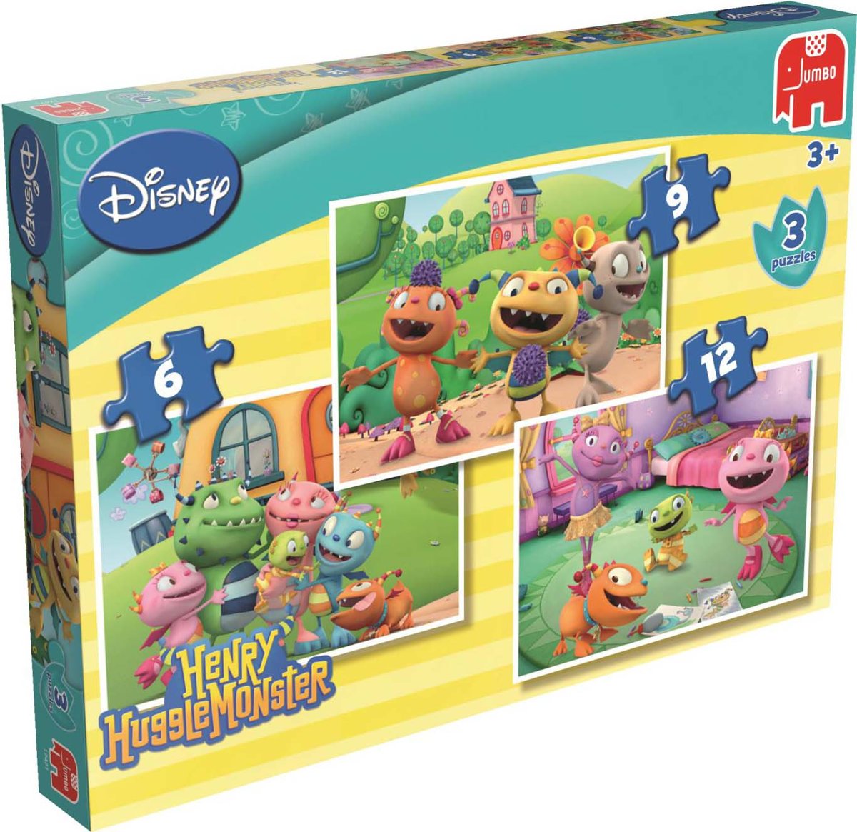 Jumbo Disney Henry Huggle Monster - 3in1 Puzzel - 6,9 en 12 stukjes