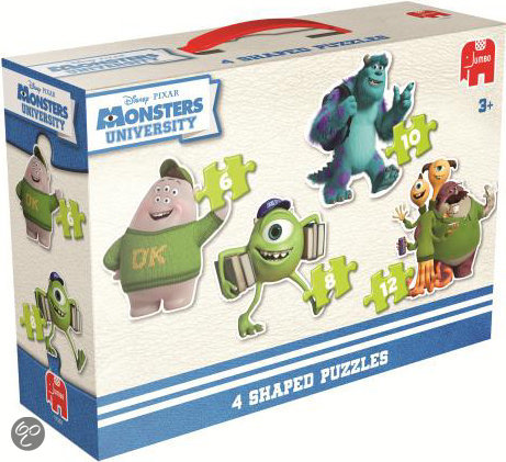   Disney Monsters 4in1 - Vormenpuzzel - 6,8,10 en 12 stukjes