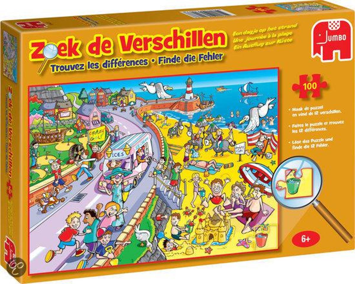 Jumbo Een Dagje op het Strand - Zoek-De-Verschillen Puzzel - 100 stukjes