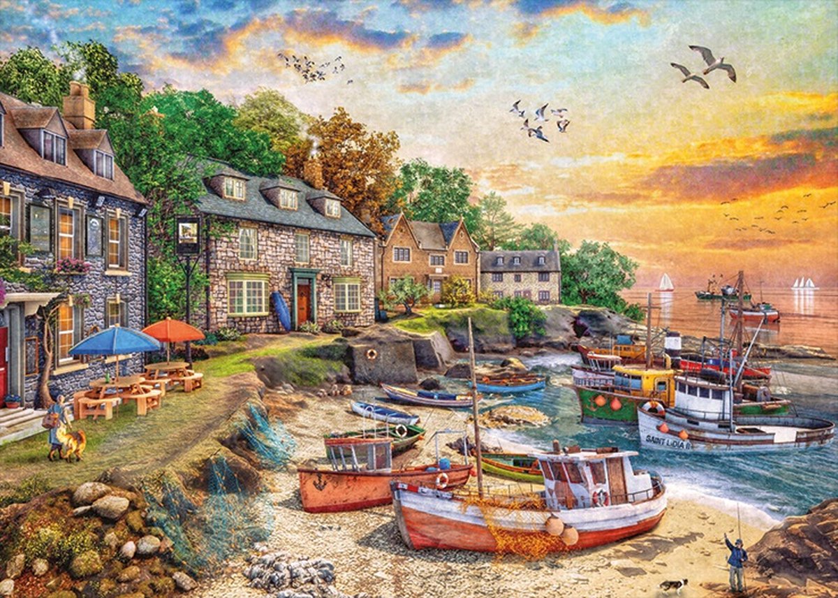 Jumbo Harbour Cottage Premium puzzel 3000 stukjes - Haven - Boten - Mooie details - Voor volwassenen - 122 x 85 cm